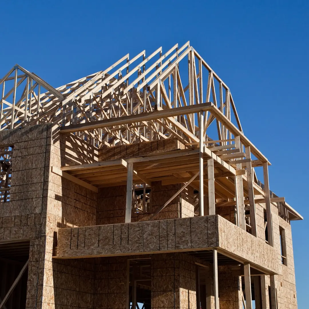 Wood framing and roof trusses for a home addition